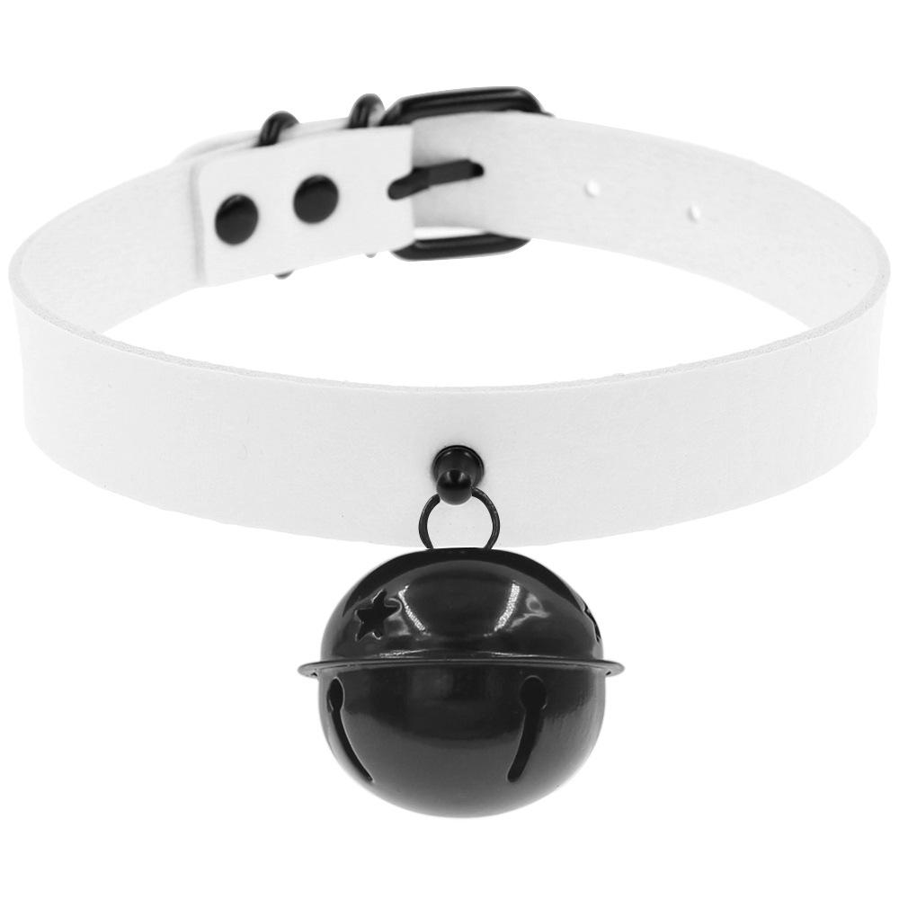 Harajuku Stylish Black PU Leather Collar with Bell Pendant Necklace