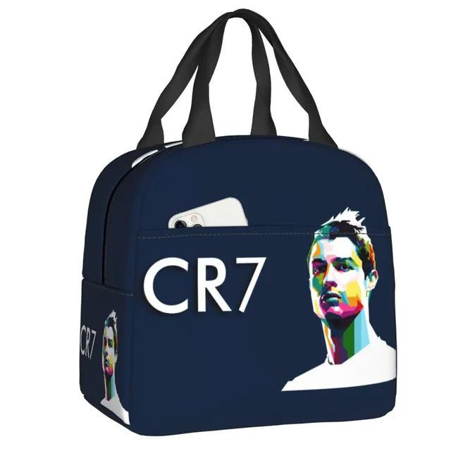Cristiano Ronaldo World Cup Insulated Lunch Bag - Cartoon Bento Design, Oxford Cloth, Perfect for Campus and Office