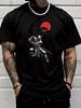 Unisex Summer Ninja Samurai Red Sun Tree Print Tee Oriental Crew Neck Cotton Male Loose Street Hip Hop Daily Fashion Top