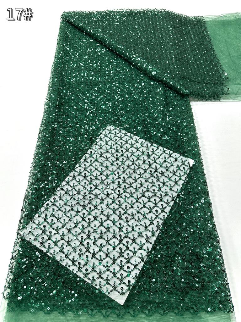 Sky Blue African Sequins Lace Fabric 2025 High Quality Lace Embroidery Nigerian Mesh Beads Fabric French For Wedding Party Dress