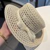 French Large Brim Woven Soft Straw Hat Women's Spring and Summer Seaside Beach Photo Visor Elegant Bow Sunscreen Hat