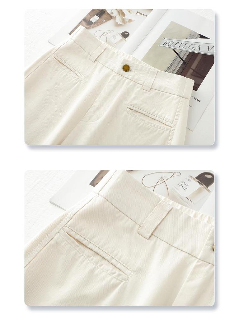 Pink Slim-Fit Straight-Leg Women's Pants: 2025 High-Waisted, Loose, Wide-Leg, Casual Spring and Autumn Style.