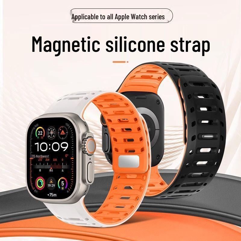 Strong Magnetic Silicone Strap for Apple iWatch S11 - Ultra Secure Three-Bead Buckle