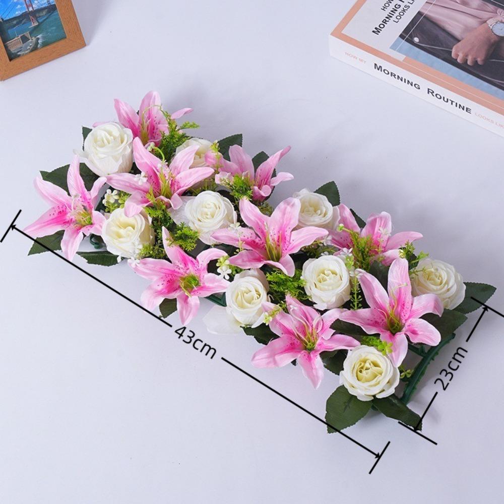 43cm Artificial Flowers Rose&lily Wall Arches Decor Artificial Rose Lily Flowers Party Stage Supplies Table Centerpiece Decor