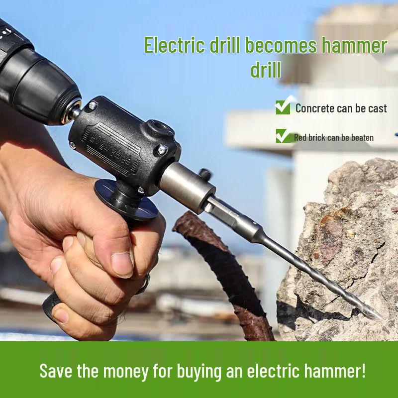Compact Electric Drill to Impact Drill Converter for Concrete