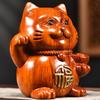 Rosewood Lucky Cat Wooden Ornament - Fortune Cat Decoration for Living Room, Shop, or TV Cabinet.