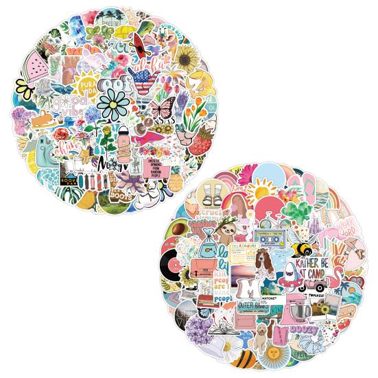 100Pcs Graffiti Stickers Various Summer Holiday Decorative Cute Decals Laptop Luggage Journal Album Scrapbook Refrigerator Stickers Gift