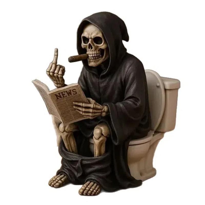 Новая 2025 Хэллоуин Туалетный Жнец Фигурка Декор для Дома Смоляная Скульптура Средний Палец Украшение Поделки Фигурки