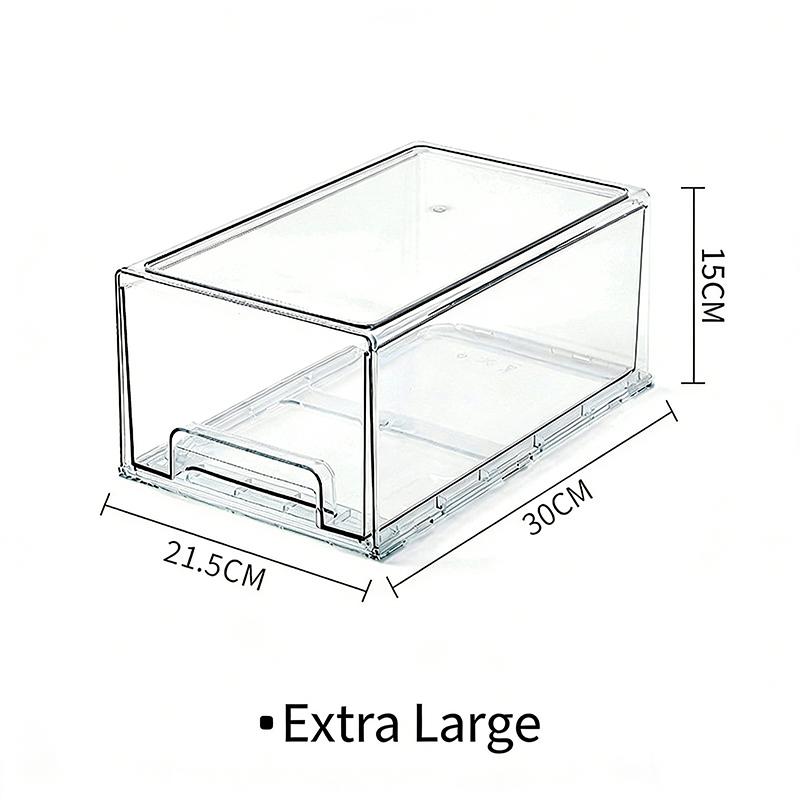 Stackable Clear Drawer Storage Box Plastic Organizer DrawerFor Home Organization & Storage Fridge Makeup Desk