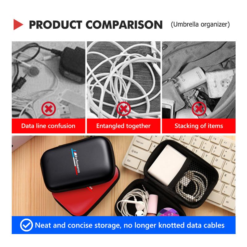 XZFG7 Car Organizer EVA Storage Earphone Cable Case Bluetooth Bag For BMW Performance Alpina iX7 X1 X2 M3 M6 X3 X4 X5 X6 E62