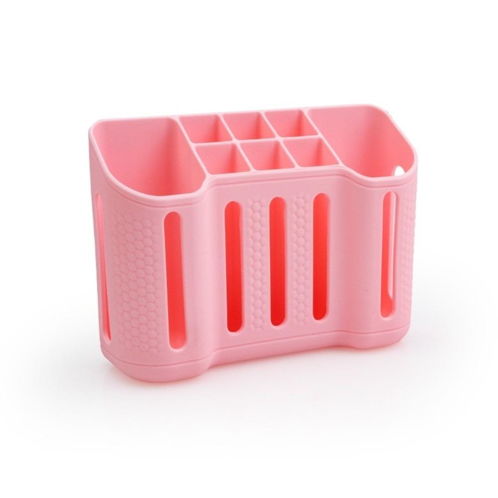 Wall Mounted Toothbrush Holder Partition Storage Bathroom Organizer Storage Rack  Vanity розовый