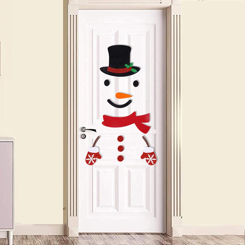 Large Snowman Christmas Wall Stickers DIY Window Home Door Kids Bedroom Decoration Cartoon Sticker 2026 New Year Party Supplies