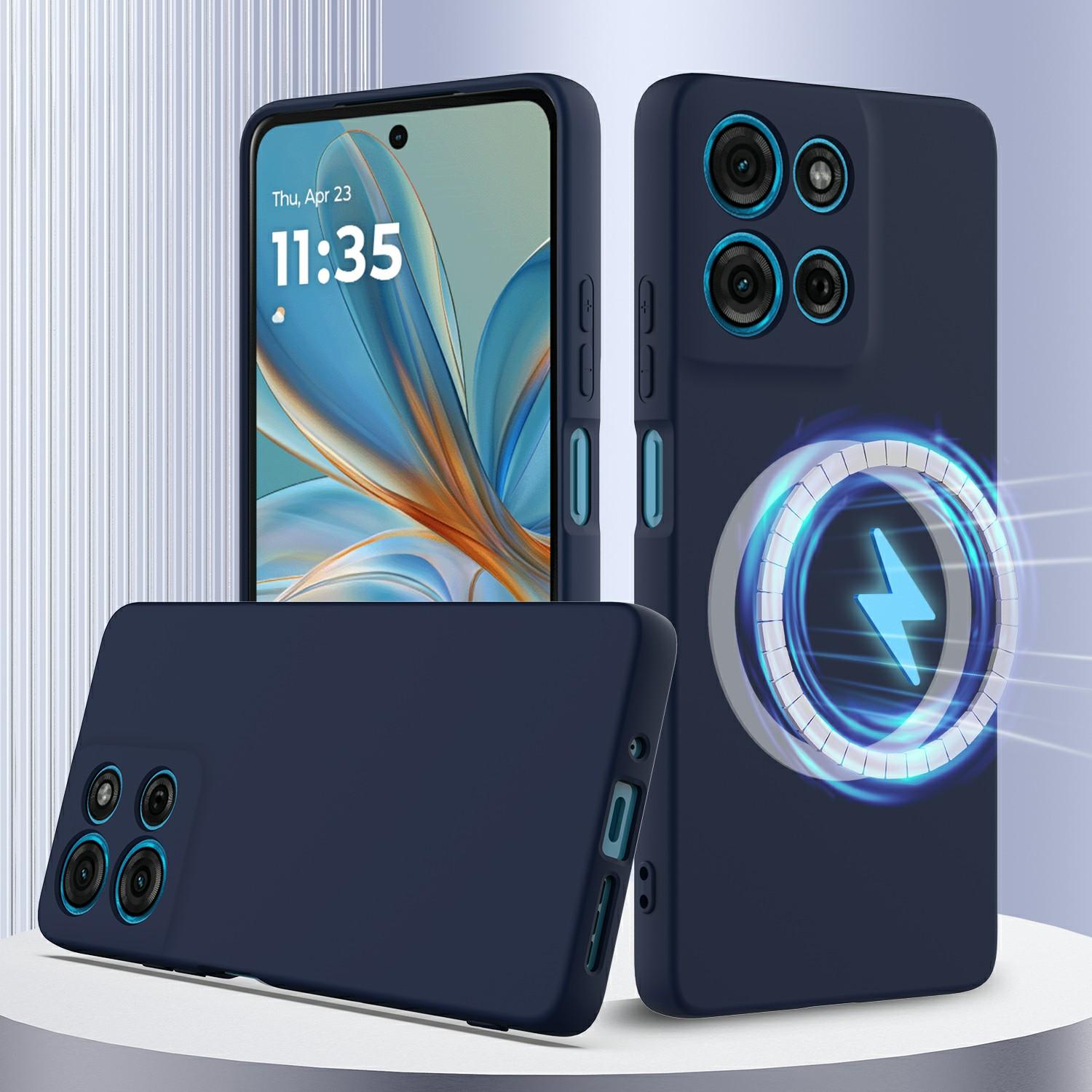

Чохол для Motorola Moto G75 5G, сумісний з MagSafe, рідкий силіконовий чохол для телефону з шнурком Black