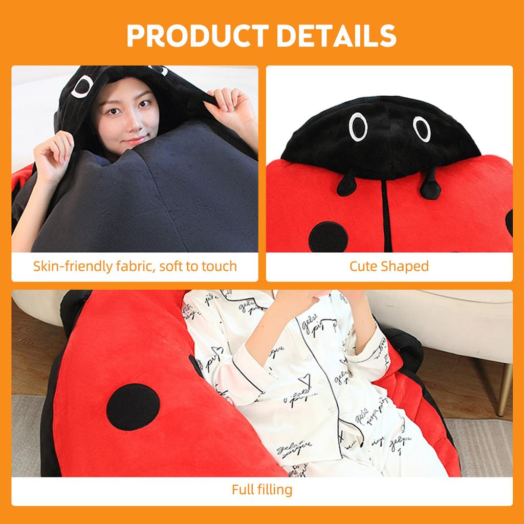 Wearable Ladybug Pillow Cute Warm Sleeping Wearable Plush Removable Oversized 60cm 23in Giant Wearable Ladybug Pillow