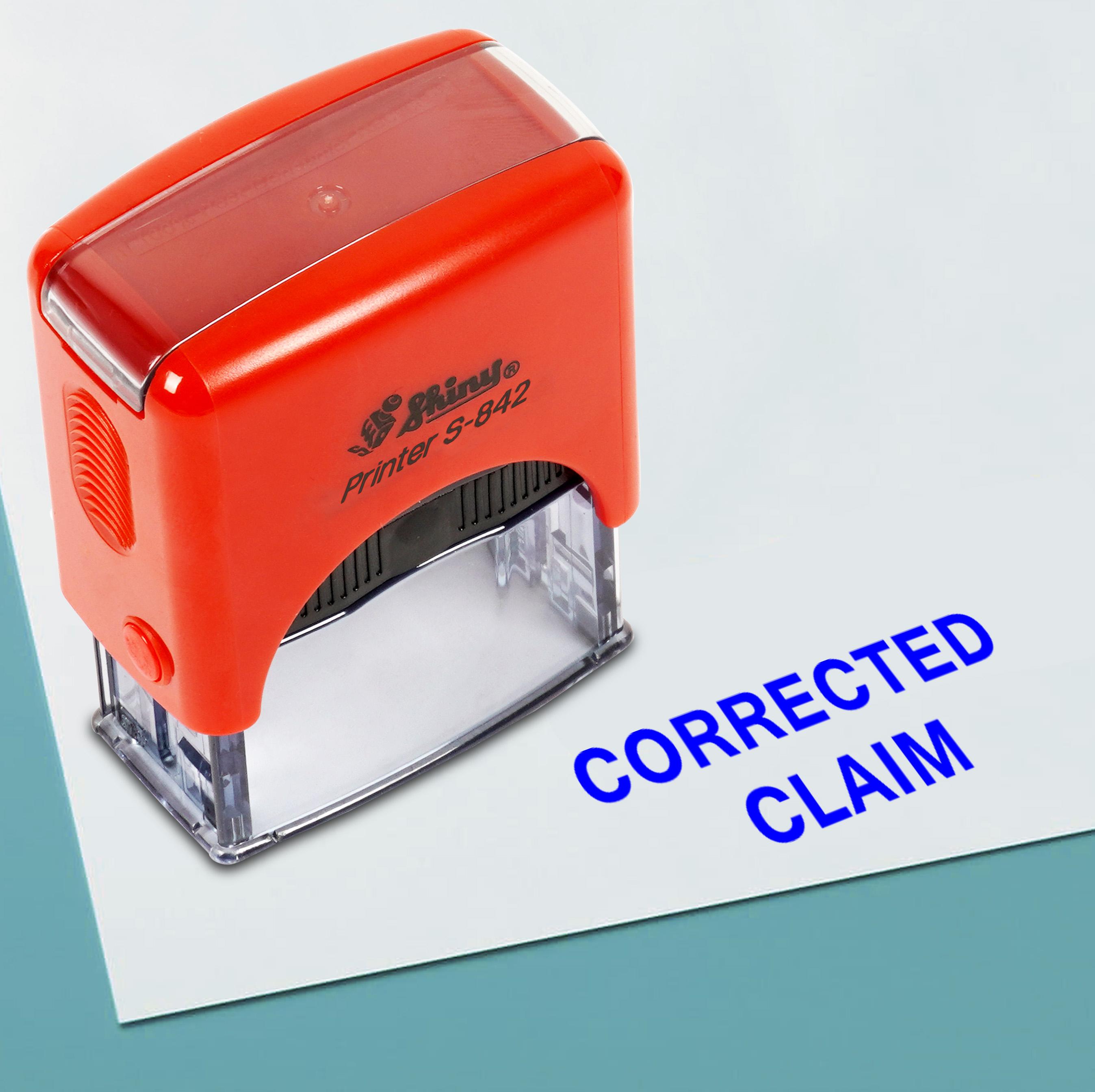 

Printtoo Corrected Claim Self Inking Rubber Stamp Pre,Inked Office Stamp, Home Office Business Stationery, 38 x 14 mm, Blue-38 x 14 mm синій