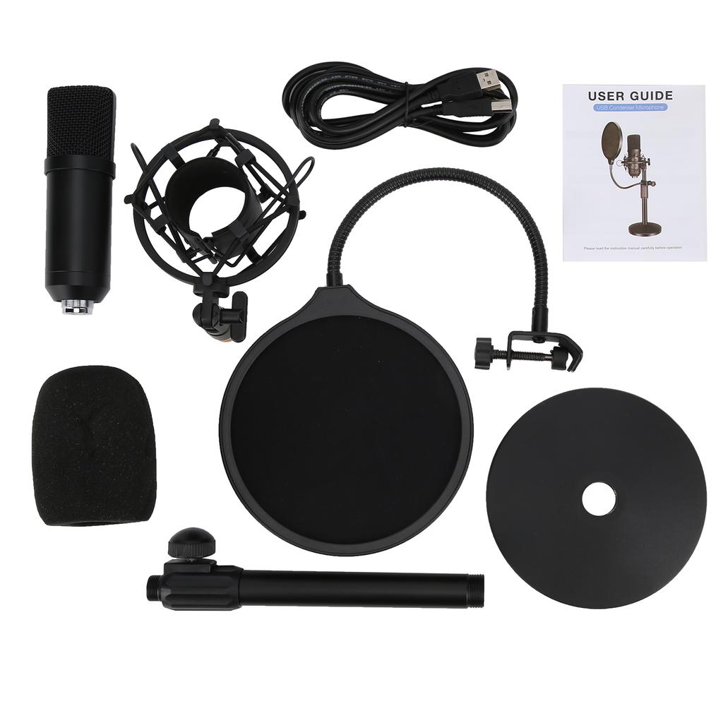 Condenser Microphone Set AM700‑USB Cardioid Aluminum Alloy Flat Head for Gaming Karaoke