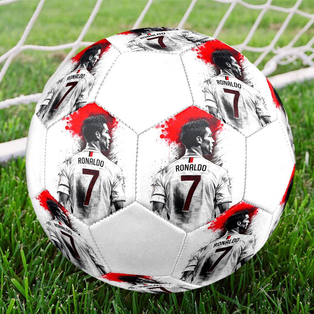 Pallone da Calcio CR7 taglia 5, colorato, adatto a tutte le età, cucito a macchina, materiale PVC, qualità da competizione, durevole e ad alto rimbalzo