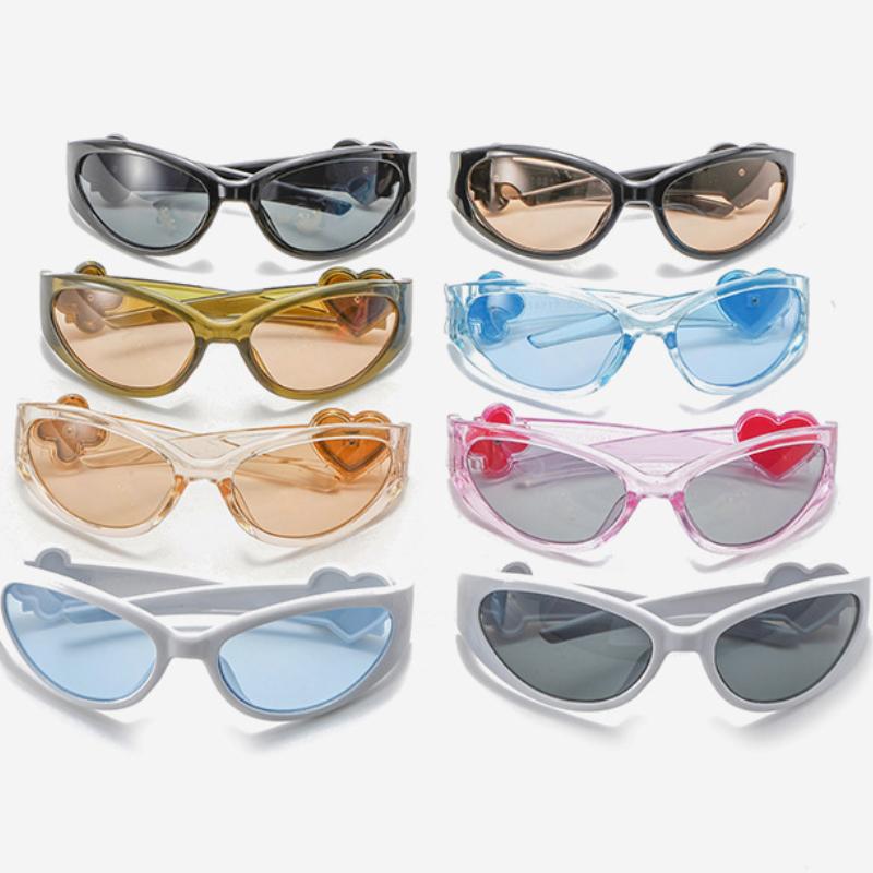 Retro Y2K Style Oval Sunglasses Women Fashion Heart Sports Goggles Popular Eyewear Cat Eye Sun Glasses Ladies Gafas De Sol
