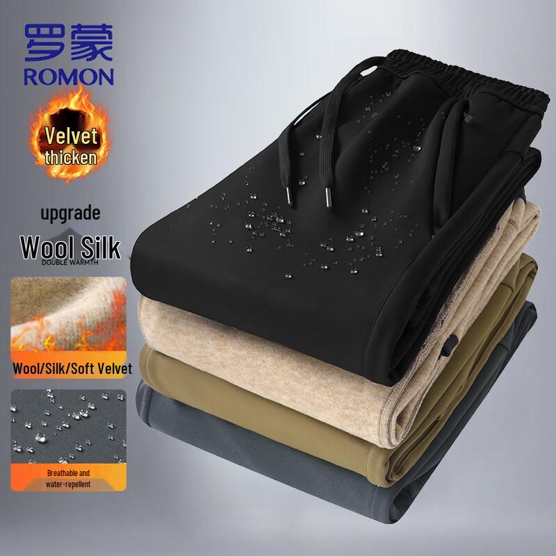 

ROMON Men s Winter Alpaca Fleece Lined Straight-Leg Casual Pants 3XL