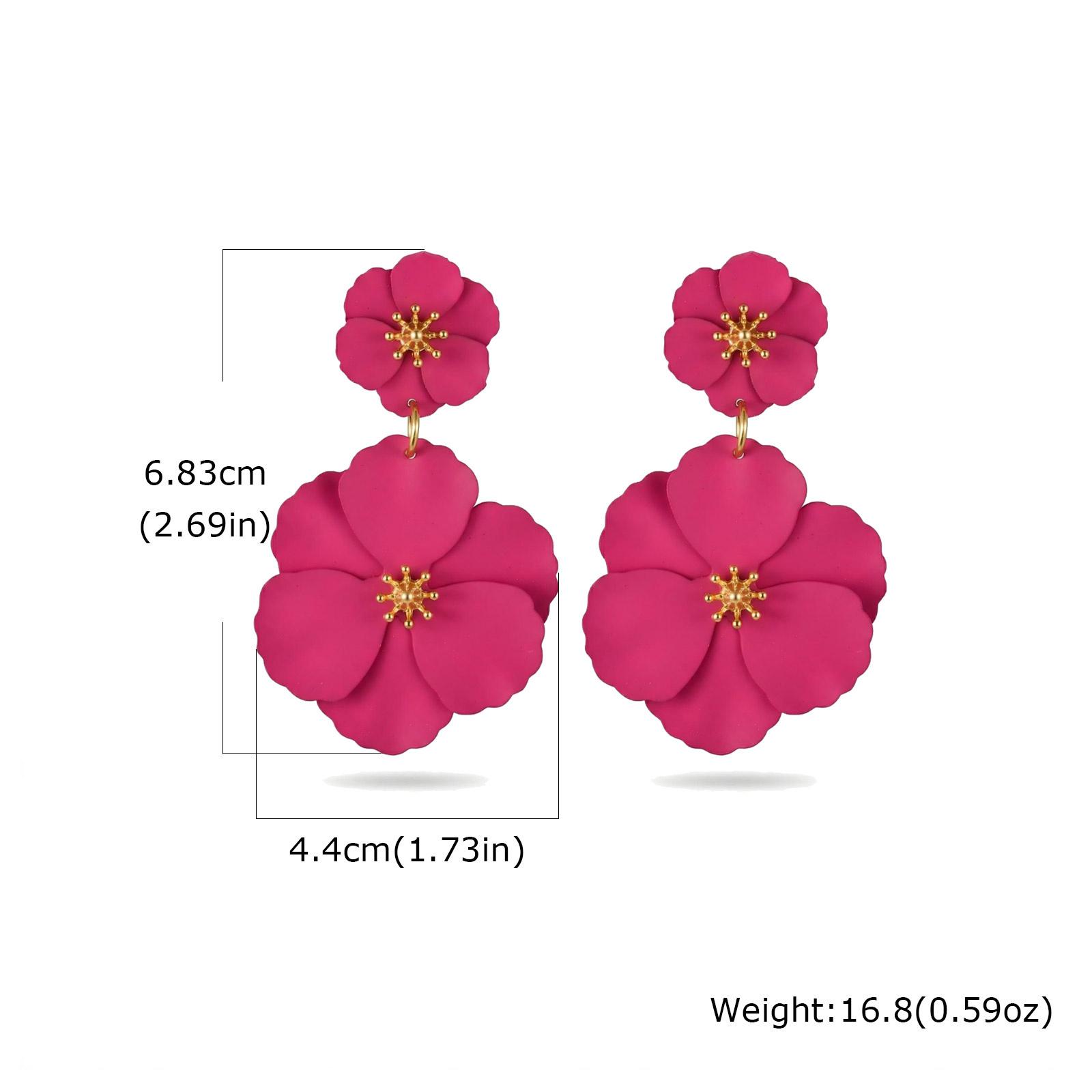 

Big Flower Drop Earrings for Women Exaggerated Double Floral Dangle Earrings Statement Charm Jewelry for Wedding Party