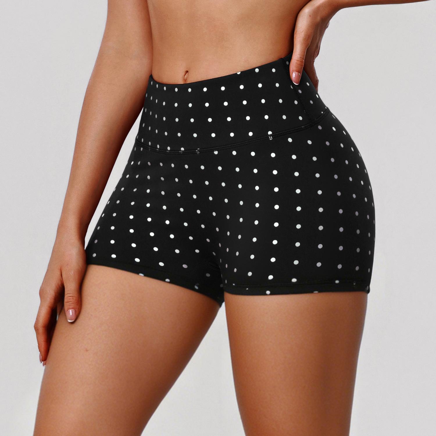 Women s High Waist Polka Dot Yoga Biker Shorts Tummy Control Workout Shorts S