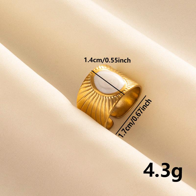 Bohemian Gold Color White Enamel Open Rings Luxury Irregular Stainless Steel Adjustable Finger Ring Women Charm Jewelry Gifts