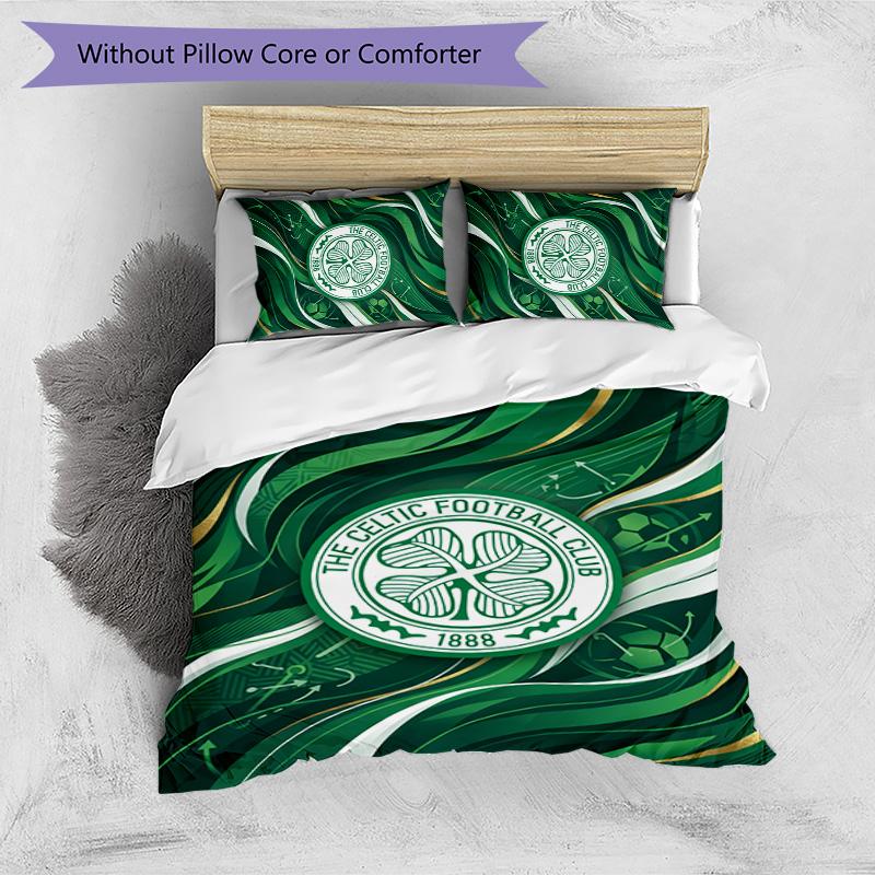 Set Biancheria da Letto Celtic FC Stampato 3 Pezzi Copripiumino Traspirante con Federe Biancheria da Letto Decorativa per Camera da Letto Casa