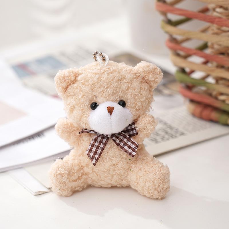 Bear Plush Doll Keychain with Bow Tie - Cute Bag Accessory
