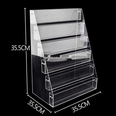 Transparent Acrylic Display Stand for Books and Brochures - Tiered Shelf for Stationery and Newspapers