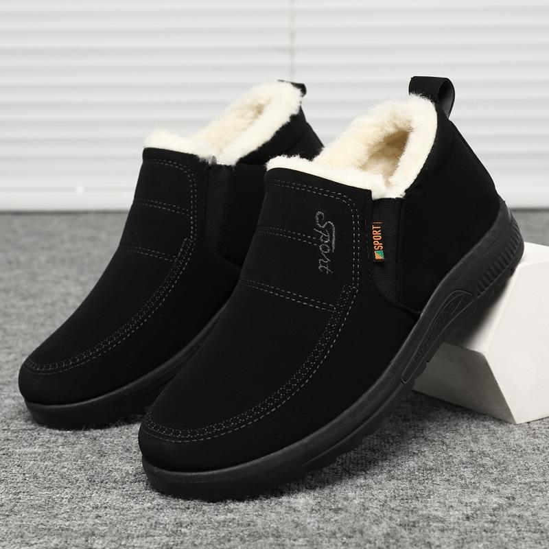 

Зимние новые хлопчатобумажные ворсистые утолщенные теплые старые пекинские хлопковые туфли средние старые папины туфли на толстой подошве зимние хлопковые туфли 43