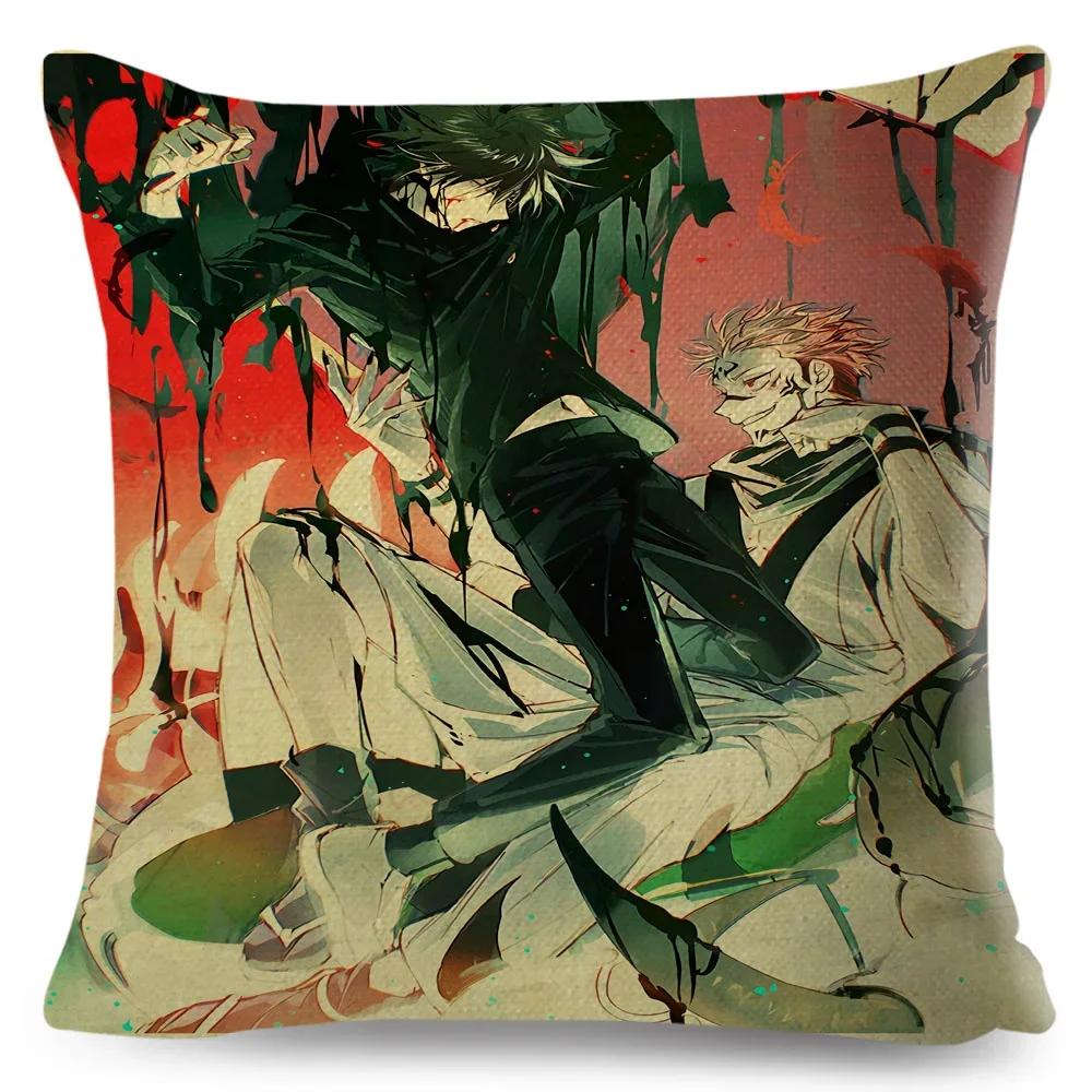 Jujutsu Kaisen Cushion Cover for Sofa Home Children Room Decor Cartoon Japanese Anime Print Pillowcase Polyester Pillow Case