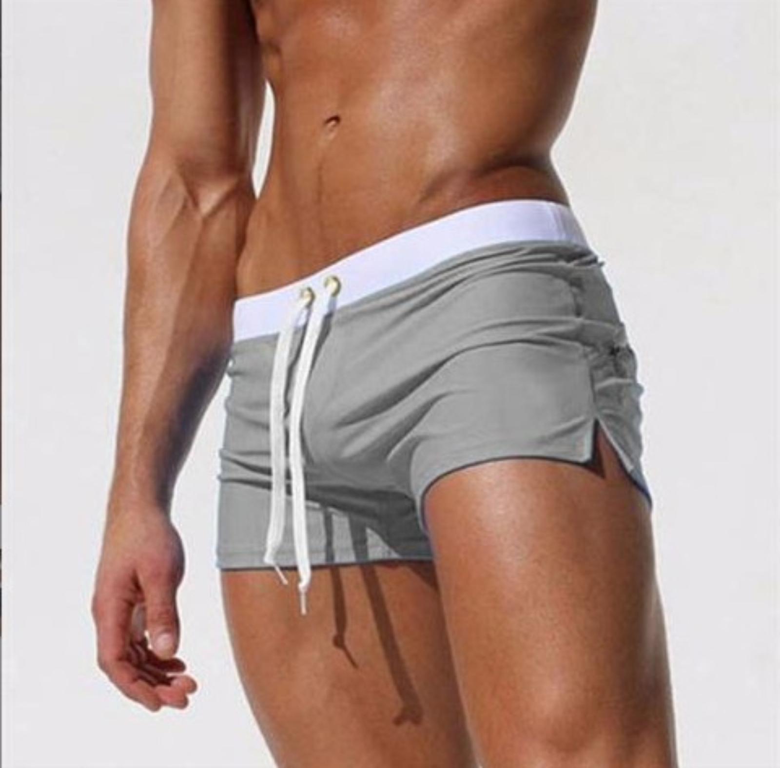 

Men s Stylish Swim Trunks With Back Pockets, Breathable Briefs XL