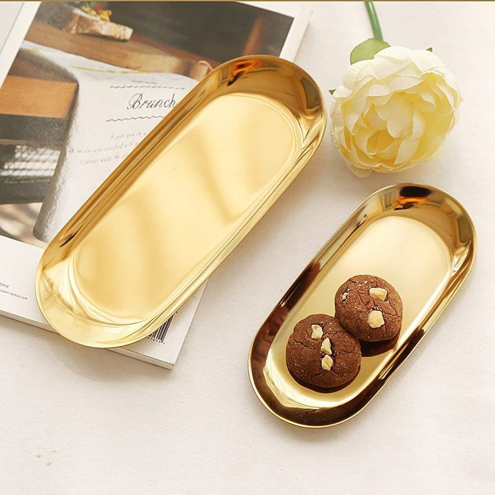 Practical Oval Stainless Steel Tray for Tea Set and Jewelry Display