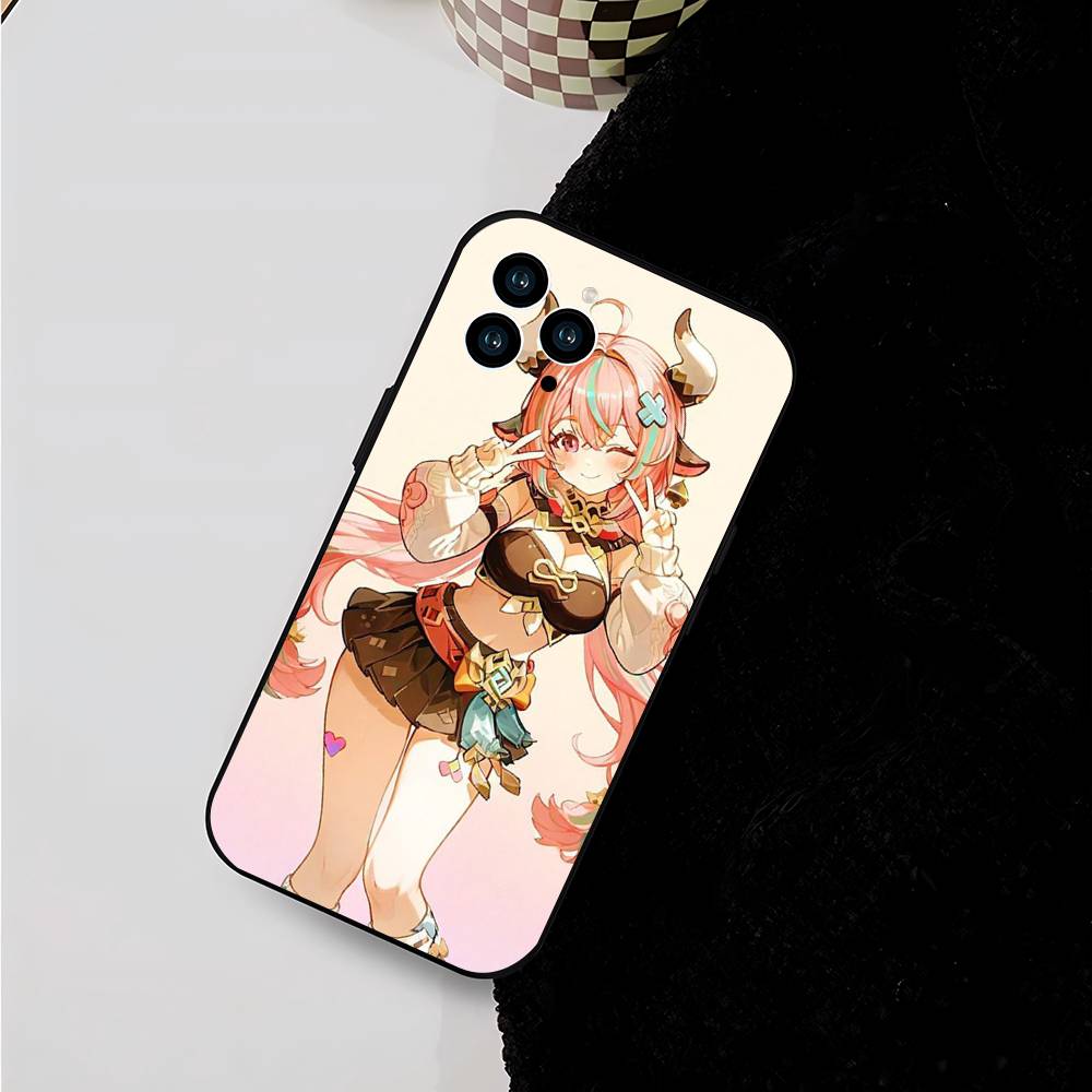 Varesa Anime Game Genshin Impact Phone Case For IPhone 17 Air 16 15 14 13 Pro Max 11 12 Black Silicone Cover