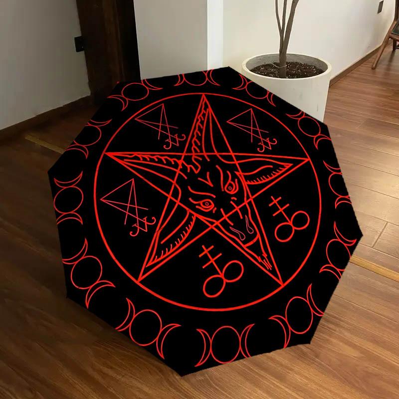 1pc Baphomet Symbol Umbrella with Plastic Handle,Suitable for All Seasons Home Travel Outdoor UmbrellaDD1285