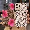 Leopard Print Flowers Phone Case For iPhone 16 15 Pro Max 14 Pro 13 12 11 16E 7 8 Pus XR XS X SE2 Shockproof Silicone Soft Cover
