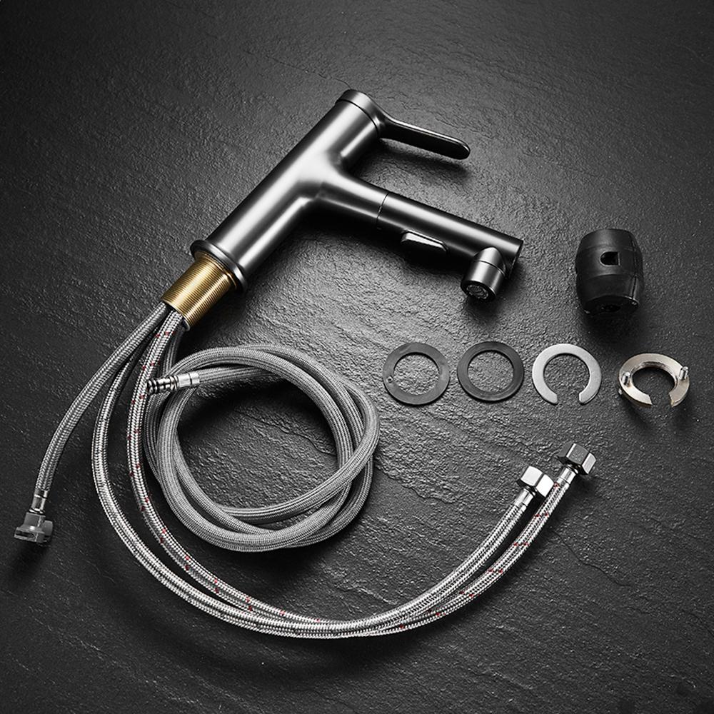 Luxury White Pull Out Sink Faucet Bathroom Brass Basin Faucet 3 Way Nozzle Hot and Cold Mixing Water Tap Wash Face Gargle Faucet