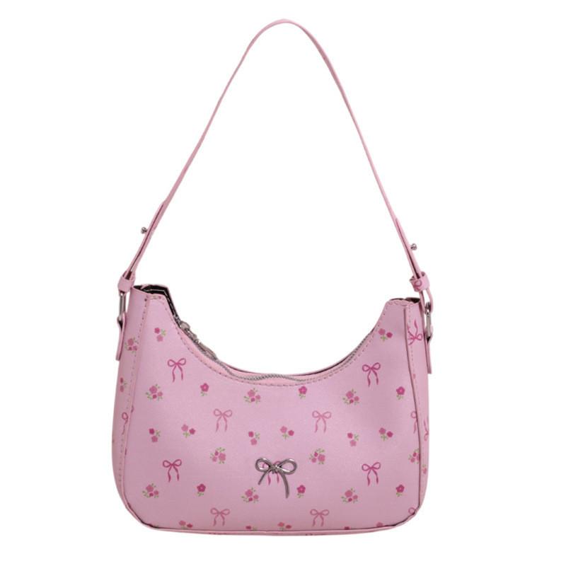 Elegant Pu Crossbody Bag With Bow And Floral Print Design For Urban Style