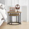 Round Coffee Table, 2 Pieces - Oak / Black Legs