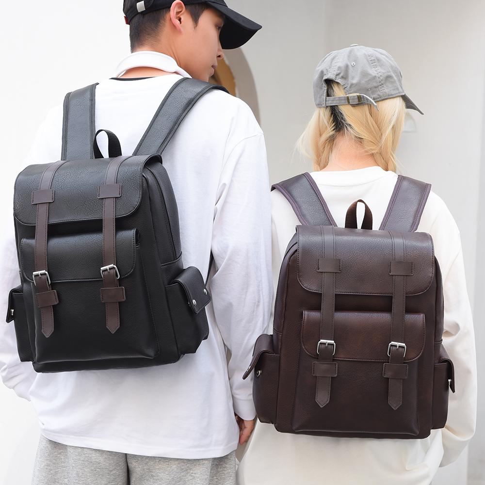 Large Capacity Men's Backpack Multi-Function PU Backpack Travel Computer Bag Women Backpack