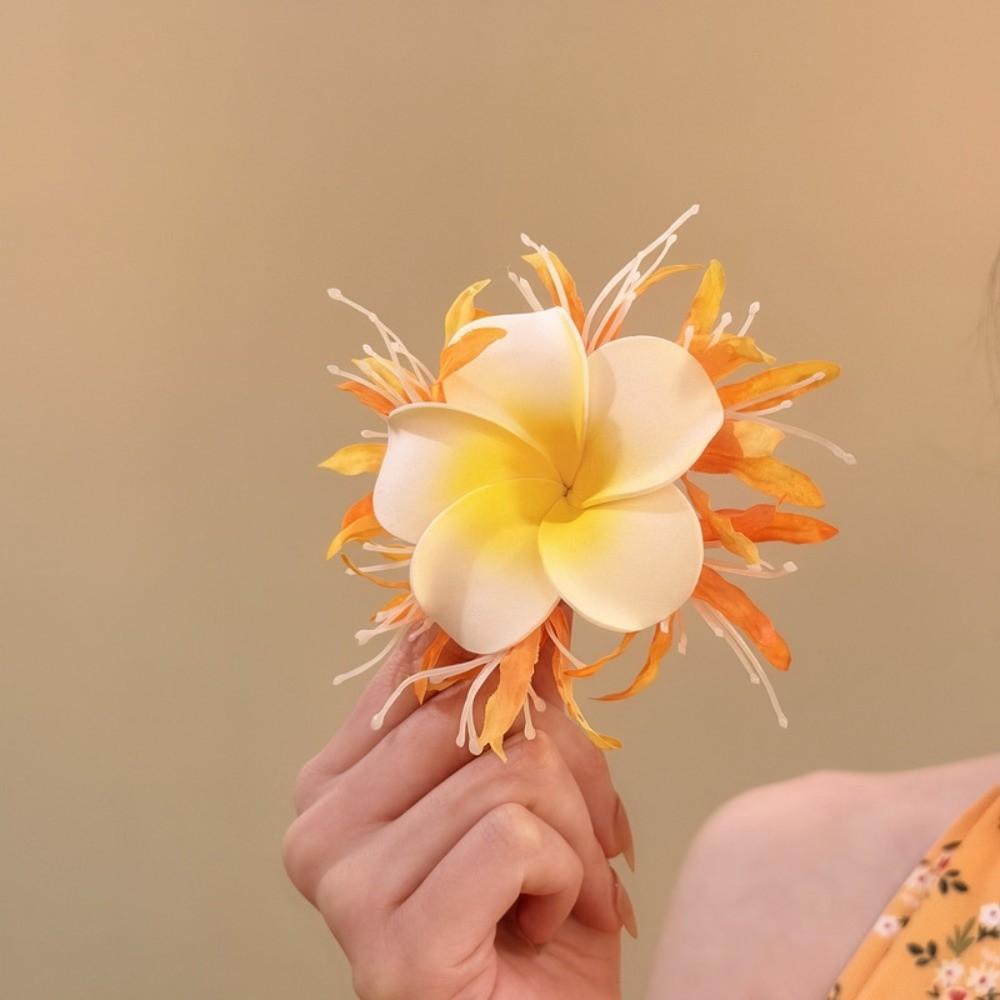 Sweet Egg Flower Duckbill Clip Fresh Floral Headwear Beach Frangipani Hair Stick  Vacation Style Style K