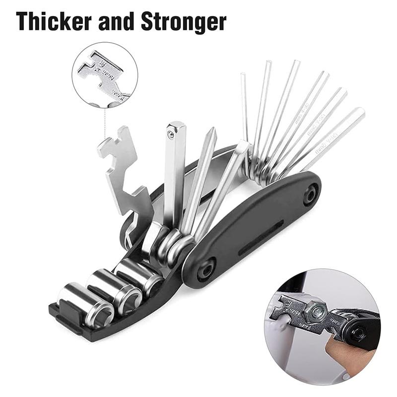 16 in 1 Fahrrad- und Motorradreparaturwerkzeuge Handwerkzeugsets Multifunktionales Mini-Klappschraubendreher-Set