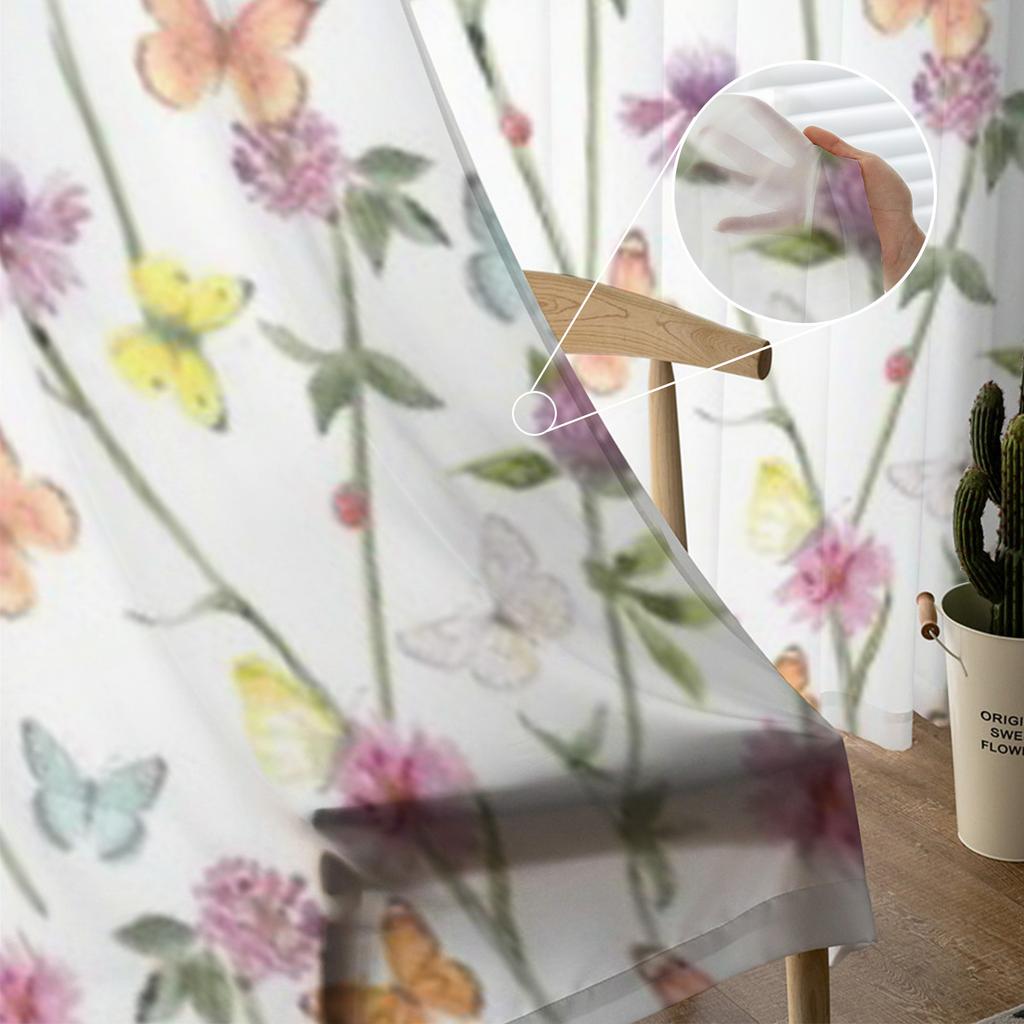 Schmetterling Luxuriöse Chiffon-Vorhänge für Wohnzimmer Schlafzimmer Dekoration Fenster Voiles Tüll Vorhang