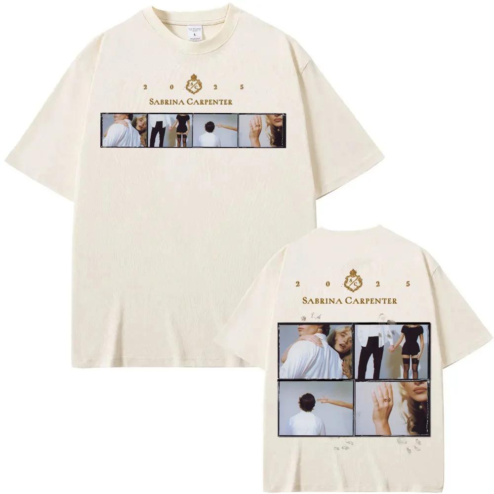 

Sabrina Carpenter 2025 T-shirt Summer new Korean Style O-neck High Quality Tshirts vintage 100%cotton Comfortable Camisetas S разноцветный
