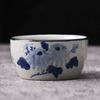 Exquisite Hand Painted Blue and White Coarse Pottery Ceramic Gongfu Teacup Set for Pu Er Tea Ceremony Small Cups Chinese Teaware