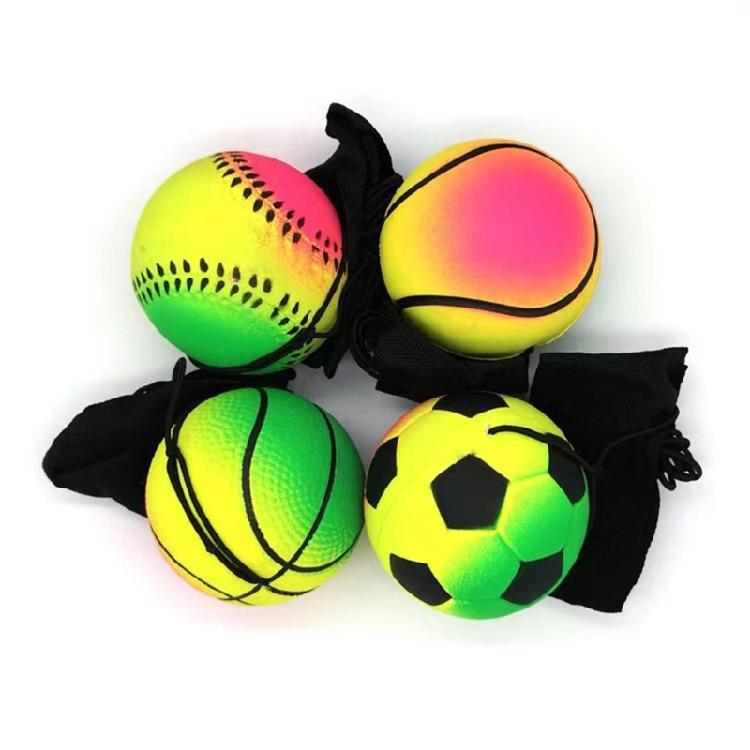 Wrist Return Hand Ball Rubber Rebounds Ball With Rope Stress Relief Toy for Enhancing Grip Strength and Reducing Anxiety