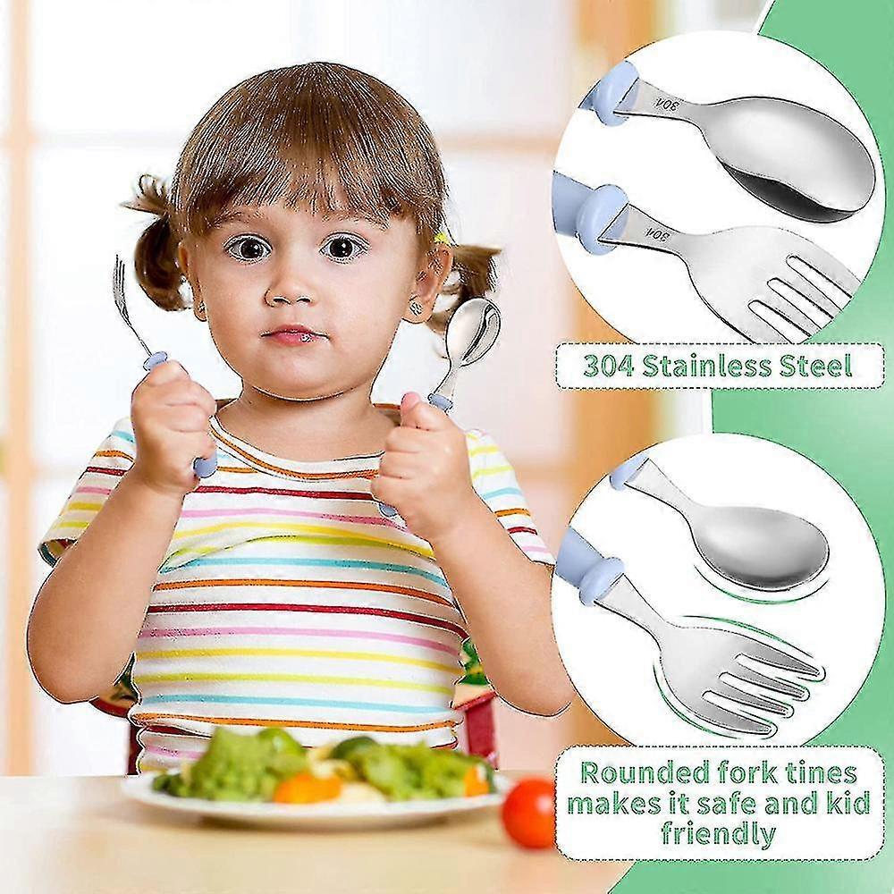 Stainless Steel Fork And Spoon Set - Safety Baby Silver Tableware