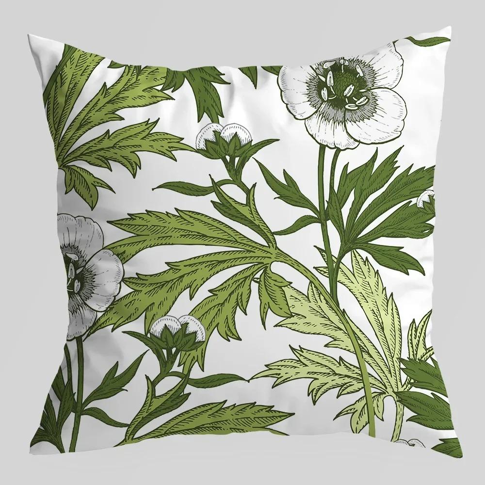Green Fresh Geometric Print Pattern Pillowcase Suitable for Home Living Room Sofa Car Decorative Cushion Cover