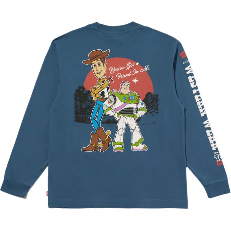 Levis X Toy Story Collaboration Pocket Label Crew Neck Long Sleeve T-Shirt Men Tops 0034Q0000
