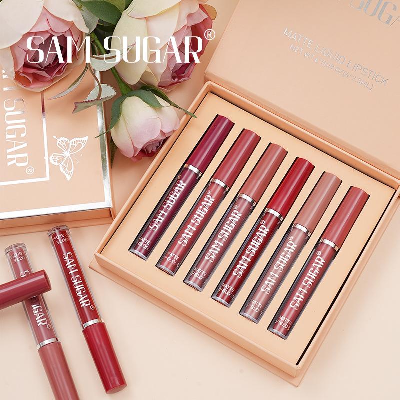 SAM SUGAR Set Rossetti Opachi Più Sexy Rossetto Liquido Impermeabile a Lunga Tenuta Non Si Attacca alle Labbra Lucidalabbra Altamente Pigmentato